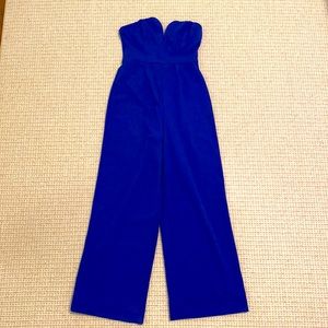 Blue strapless jumpsuit
